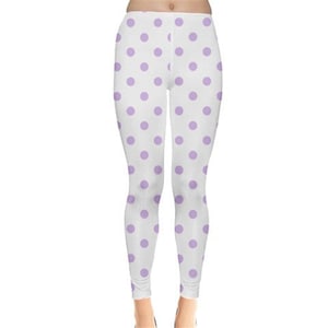 Polka Dot White x Pinky-Lavender Fairy Kei Leggings MADE TO ORDER Big Dot