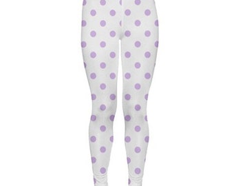 Polka Dot White x Pinky-Lavender Fairy Kei Leggings - MADE TO ORDER