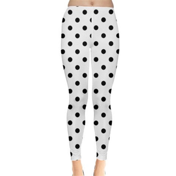 White X Black Polka Dot Fairy Kei Leggings - MADE TO ORDER