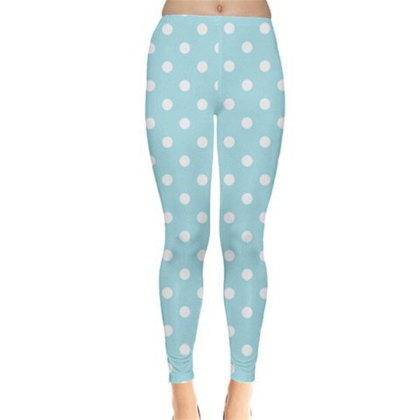 Teal x White Polka Dot Fairy Kei Leggings - MADE TO ORDER