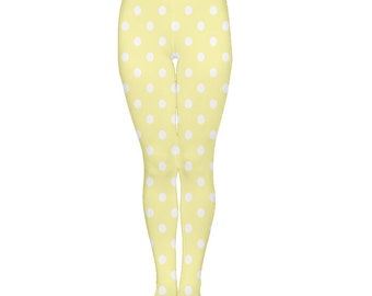 Yellow x White Polka Dot Fairy Kei Tights - MADE TO ORDER