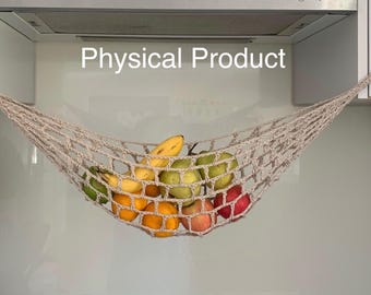 Hand Crocheted - Fruit Hammock for van life or tiny homes or kitchen storage - Medium Size 60cm to 65cm long
