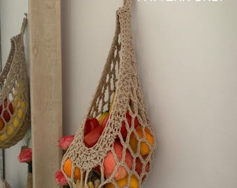 Padrão de crochê para rede de frutas em formato de gota (somente padrão digital)