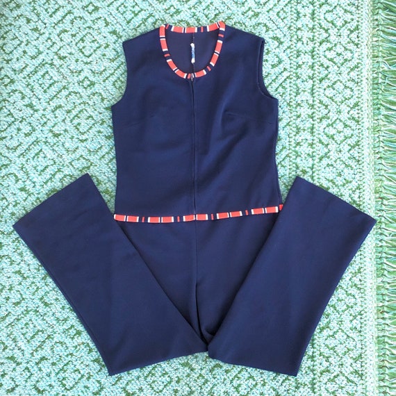 70s Navy Jumpsuit
