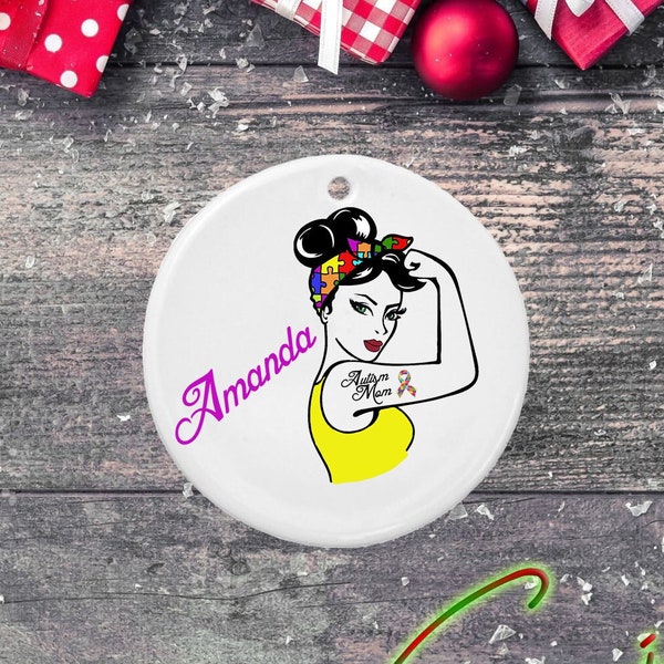 Autism Mom Ornament, Personalized