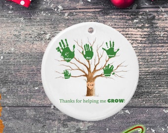 Personalized Handprint Helping Me Grow Ornament