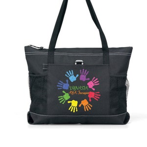 Personalized Hands On Approaching ABA Therapist Tote Bag, Available in 7 colors