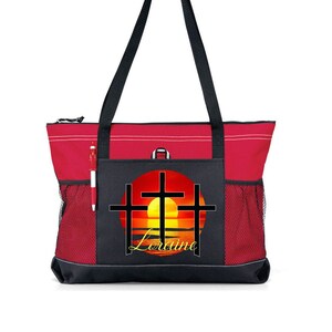 Personalized Trinity Cross Tote Bag, Available in 7 colors