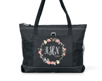 Nurse Monogram Tote Bag personalizzata, disponibile in 7 colori