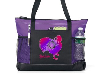 Personalized Rooster Chic Tote Bag