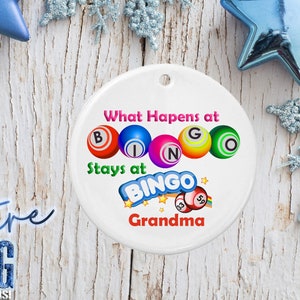 Ornement Rond En Céramique Ce qui se passe au bingo reste au bingo
