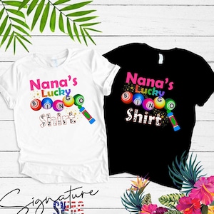 T-shirt personnalisé Lucky Bingo Shirt, disponible en blanc ou noir