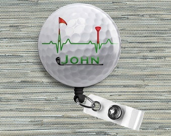 Personalized Golf Life Retractable Badge Reel, Belt or Alligator Clip Available