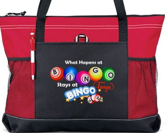 Bolsa personalizada &quot;Lo que pasa en el bingo, se queda en el bingo&quot;, disponible en 7 colores