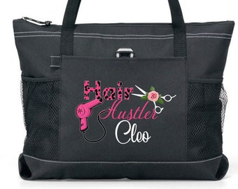 Personalized Hair Hustler, Hair Stylist Tote Bag, Available in 7 colors