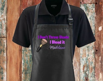 Personalized Throwing Shade Makeup Artist Apron, Available in 3 colors