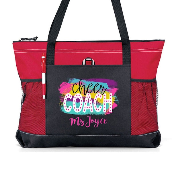 Personalized Cheer Coach Tote Bag, Available in 7 Colors