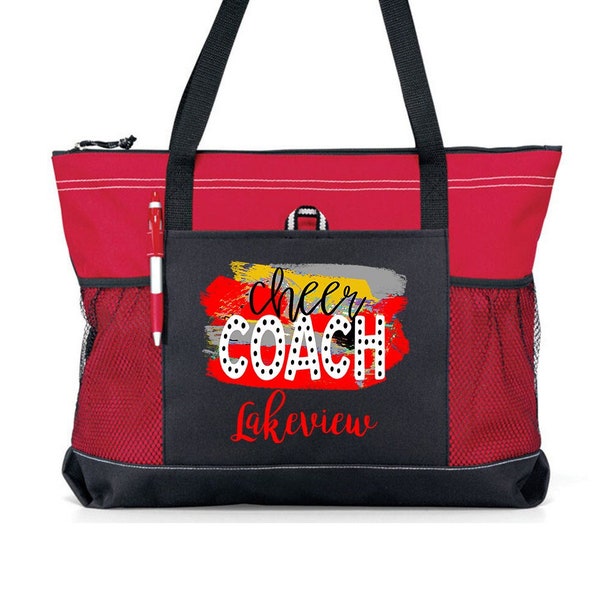 Personalized Cheer Coach Rouge Remix Tote Bag, Available in 7 Colors