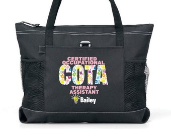 Personalized Certified Occupational Therapy Assistant Seeing the Light Tote Bag, Available in 7 colors