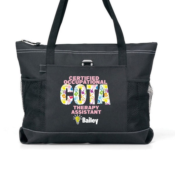 Personalized Certified Occupational Therapy Assistant Seeing the Light Tote Bag, Available in 7 colors