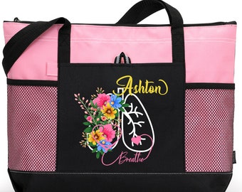 Personalized Floral, Take My Breathe Away RT Tote Bag, Available in 7 colors