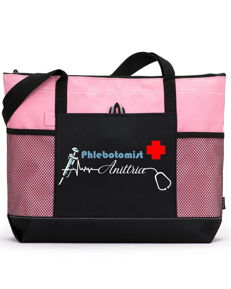 Personalized Phlebotomist Tote Bag Available in 7 colors.