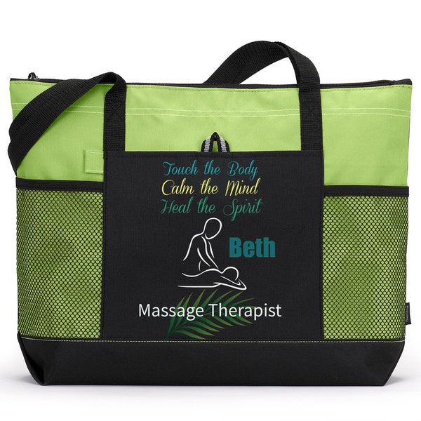 Personalized Massage Therapist Tote Bag, Available in 7 colors