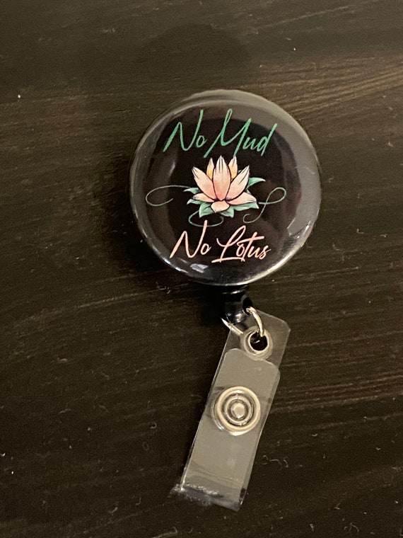 Personalized Lotus Flower Retractable Badge Reel, Belt or