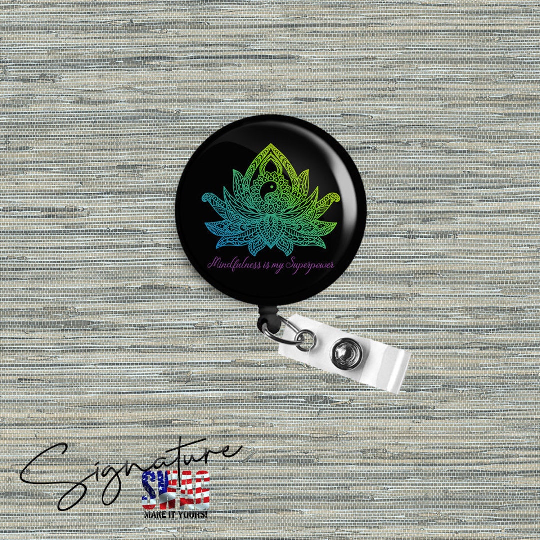 Personalized Neon Ying/yang Retractable Badge Reel, Belt or