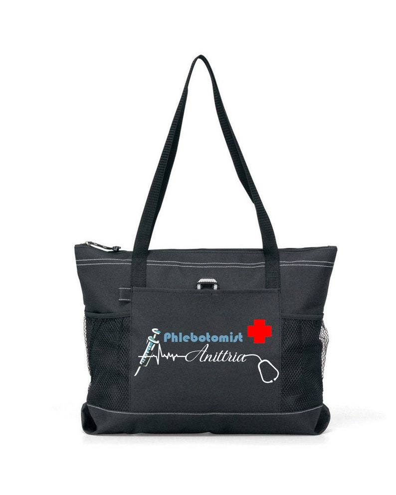 Personalized Phlebotomist Tote Bag Available in 7 colors.
