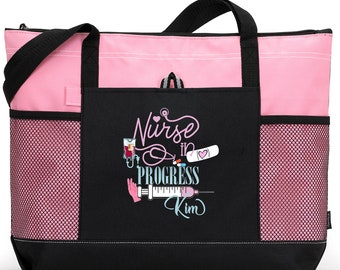 Bolsa de mano personalizada para enfermera en proceso de graduación, estudiante de enfermería. Disponible en 7 colores.