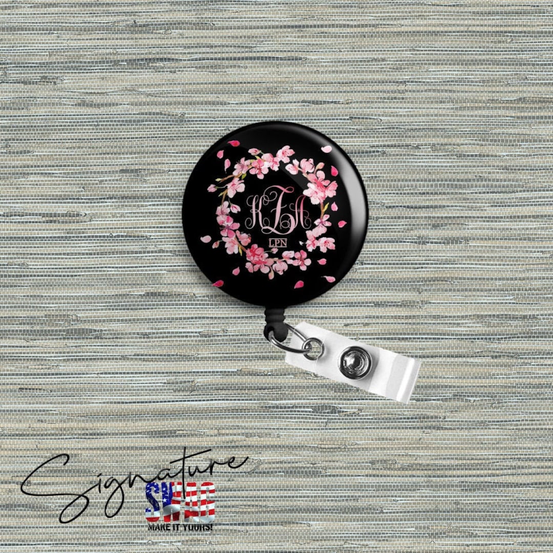 Personalized Pretty in Pink Nurse Monogram Retractable Badge Reel, Belt or  Alligator Clip Available 