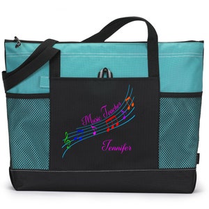 Personalized Music Teacher Tote Bag, Available in 7 colors