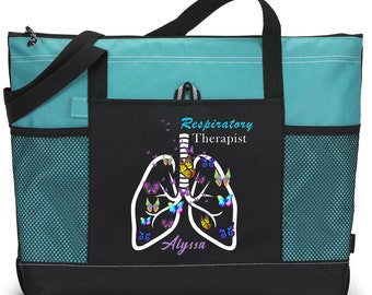 Personalized Respiratory Therapist Butterfly Lungs Tote Bag, Available in 7 colors