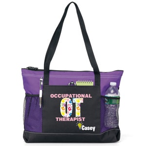 Personalized Occupational Therapist Seeing the Light Tote Bag, Available in 7 colors Purple