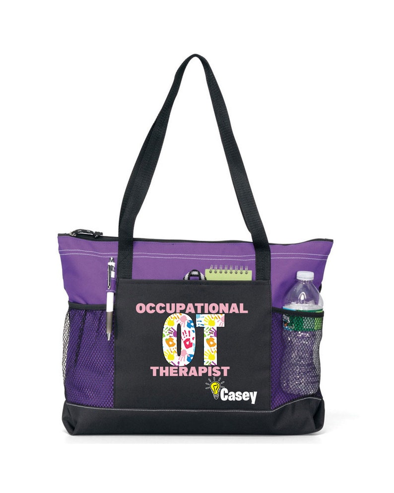 Personalized Occupational Therapist Seeing the Light Tote Bag, Available in 7 colors Purple