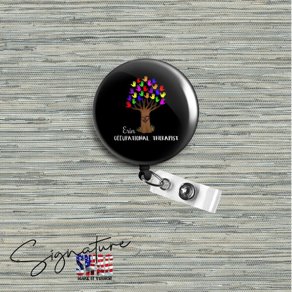 Personalized Occupational Therapist Tree Retractable Badge Reel