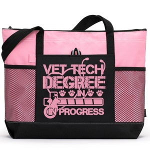 Personalized Vet Tech in Progress Tote Bag, Available in 7 colors