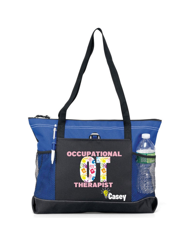 Personalized Occupational Therapist Seeing the Light Tote Bag, Available in 7 colors Blue