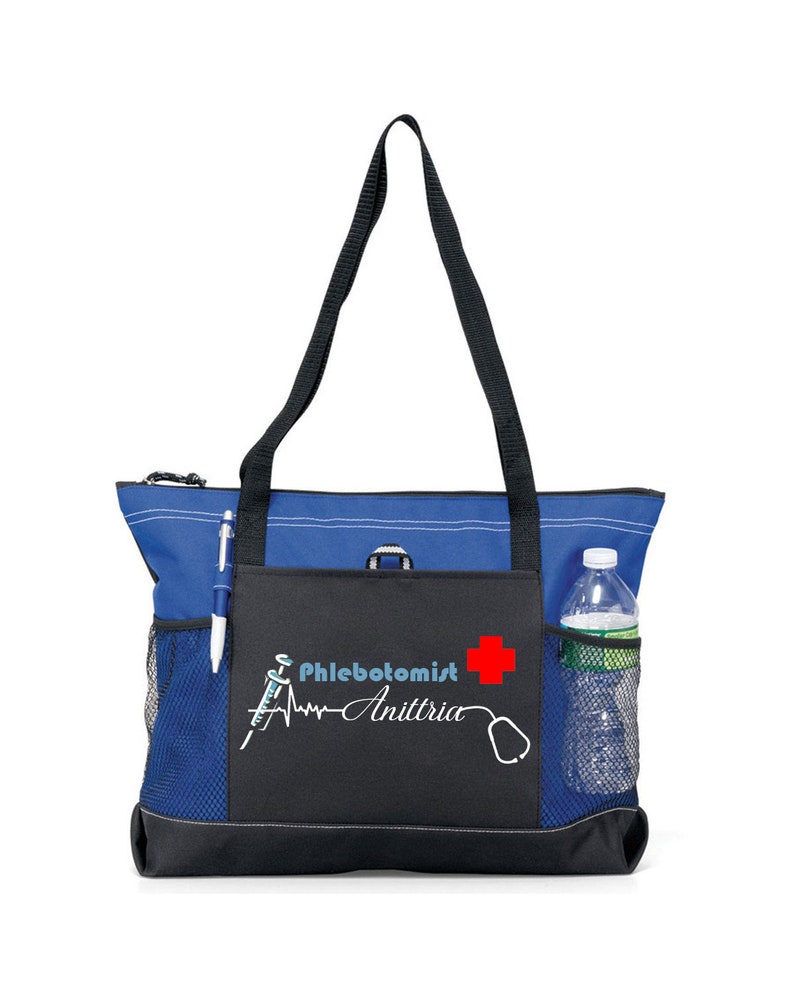 Personalized Phlebotomist Tote Bag Available in 7 colors.
