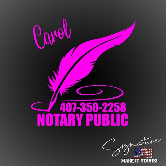 Personalized Notary Public Vinyl Car Decal 9 Colors Available Etsy