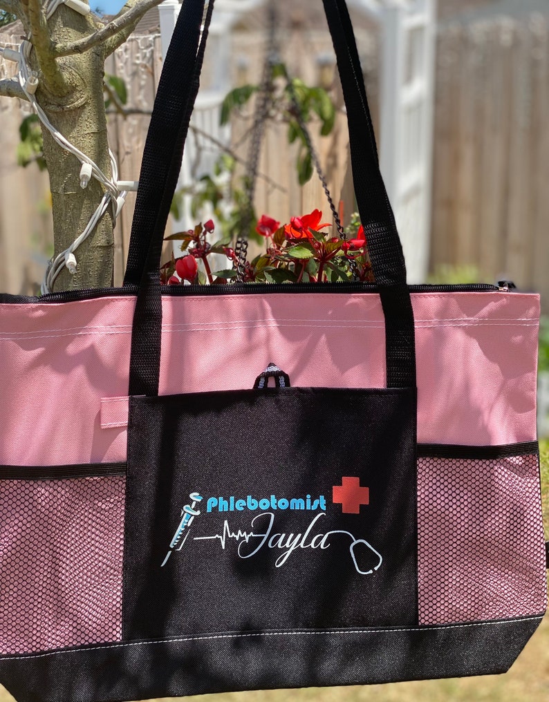 Personalized Phlebotomist Tote Bag Available in 7 colors.