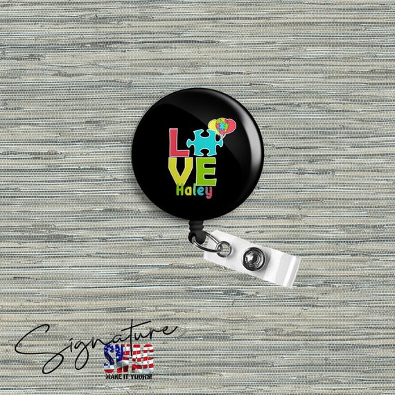 Personalized LOVE Puzzle Piece, RBT, BCBA Retractable Badge Reel, Belt or  Alligator Clip Available -  Ireland