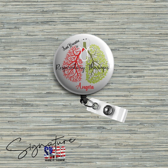 Personalized Respiratory Therapist Tree Retractable Badge Reel, Belt or  Alligator Clip Available
