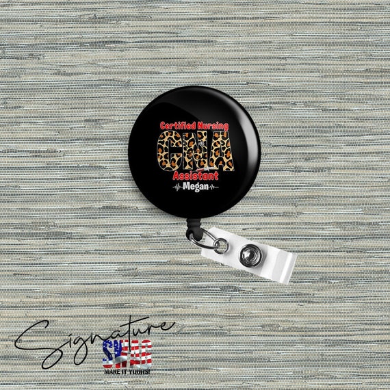 Personalized CNA Animal Instincts Retractable Badge Reel, Belt or Alligator  Clip Available 