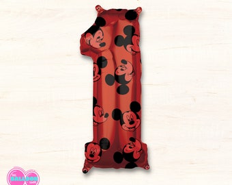 Mickey Mouse Foil Balloon, Mickey Mouse Party Supplies, Mickey Number Balloon, First Birthday Balloon, Birthday, Party, Decor
