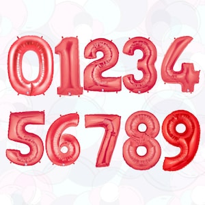 Jumbo Red Number Balloons, Red Number Balloon, Jumbo Red Balloon, Giant ...