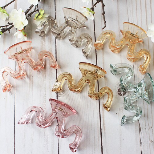 Clear Wavy Hair Claws Acrylic Hair Clip Large Hair Claw Etsy