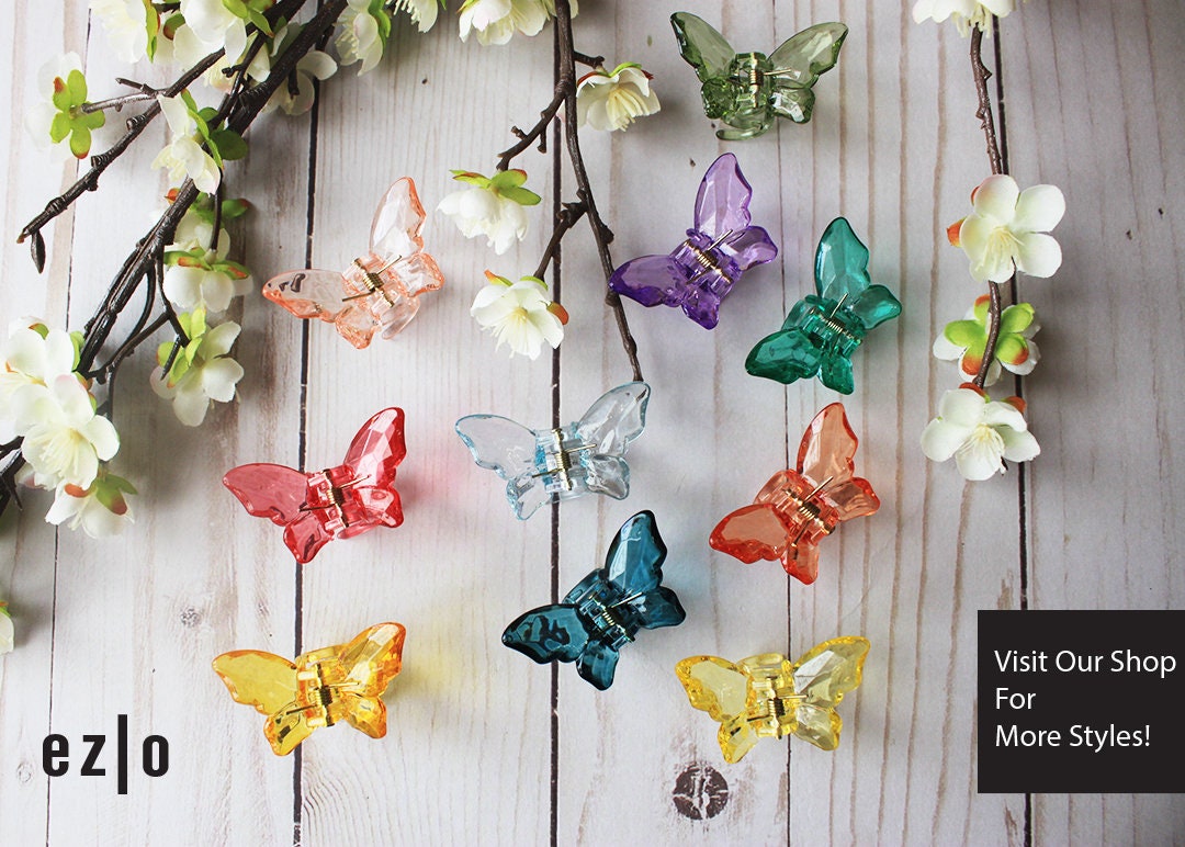 3 Crystal Butterfly Hair Clip Small Butterfly Hair Etsy