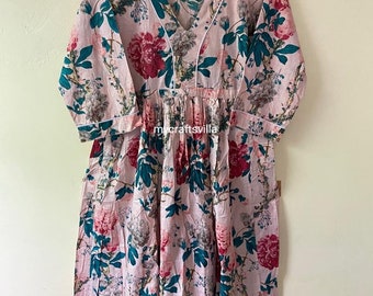 HandBlock Printed dress| Summer Dress| Cotton Dress| Floral print| Handmade| Made in India Block Print Dress, Printed Dress